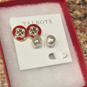 NWT  Talbots Medallion earrings and pearl earrings